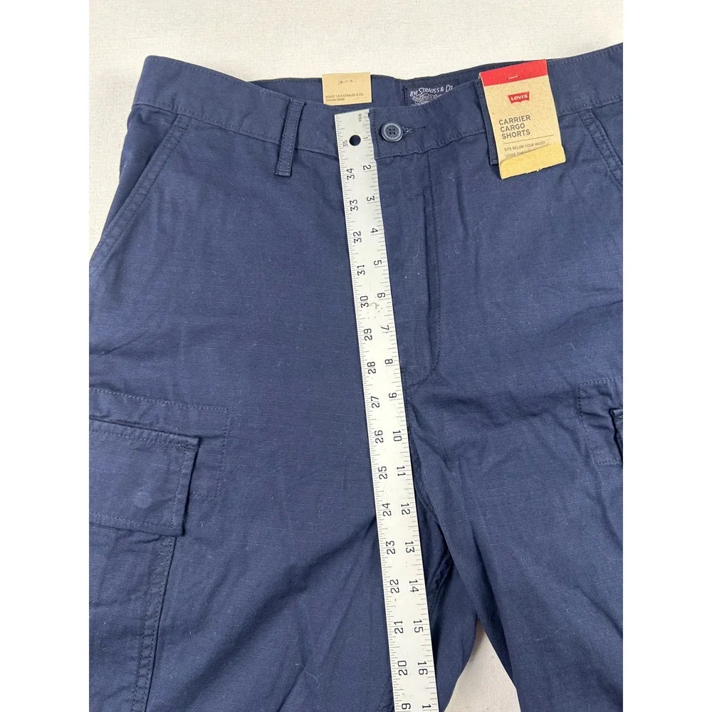 Levis Mens Carrier Cargo Shorts Navy Blue Ripstop Loose Fit Size 32 232510155